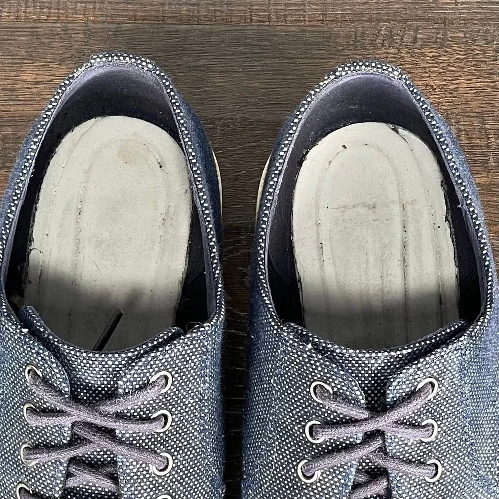 Cole Haan Original Grand Mens 10 Blue Canvas‎ Plain Toe Oxford Derby Shoes Work